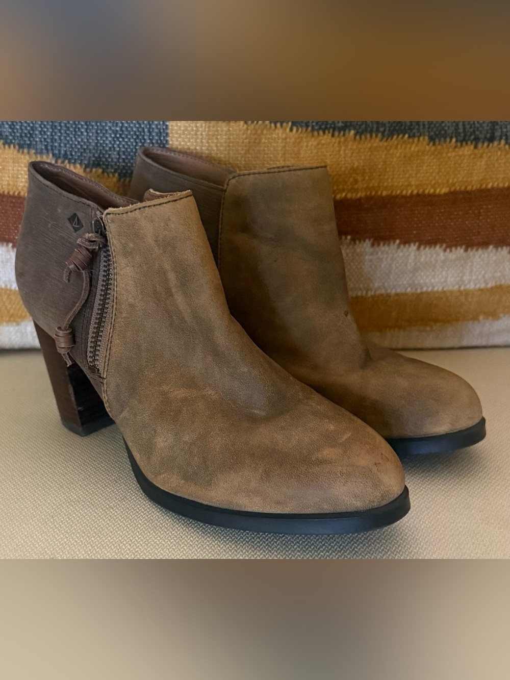 Sperry Top-Sider Dasher Lille Suede Leather Ankle Booties Taupe Size 8M